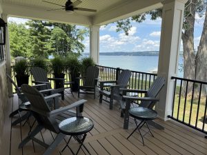 Large Sprawling Covered Deck with 2 Sitting Areas